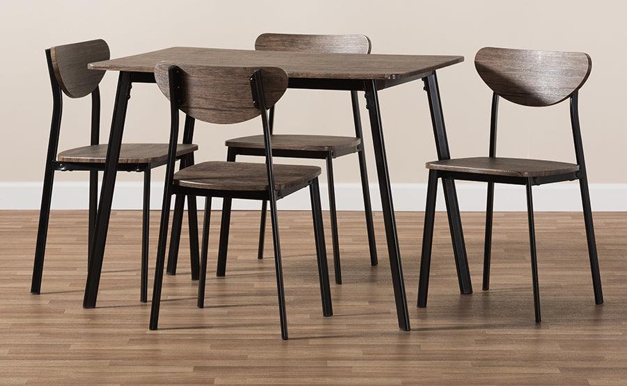 Wholesale Interiors Dining Sets - Ornette Modern Matte Black Frame 5-Piece Dining Set Light Brown