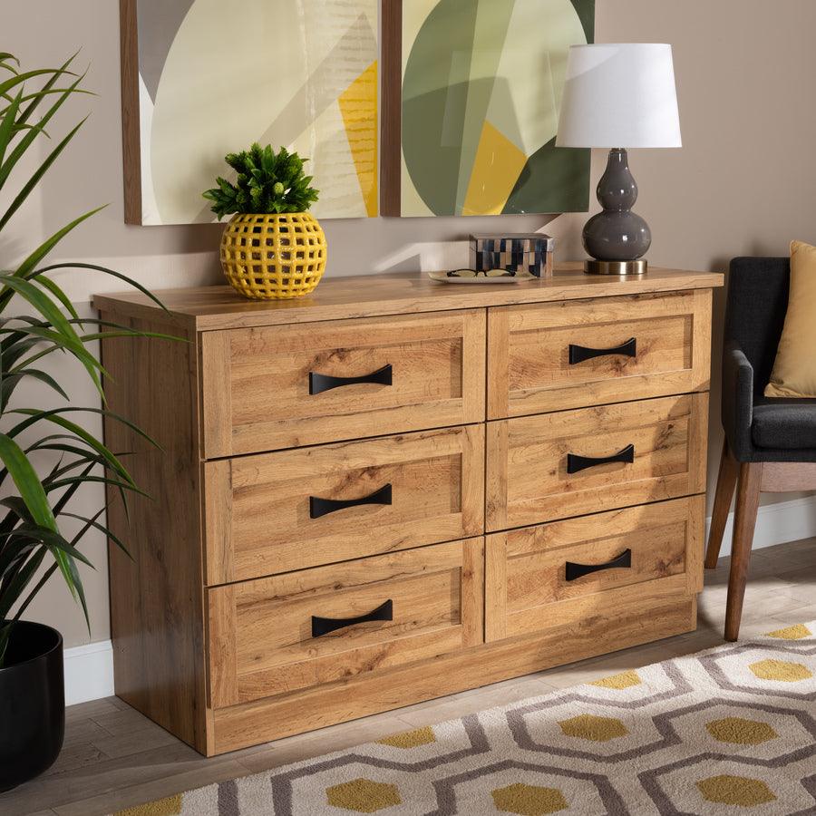 Wholesale Interiors Dressers - Colburn 6-Drawer Oak Brown Finished Wood Storage Dresser