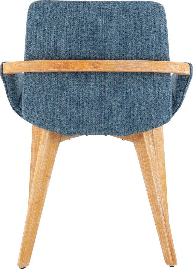 Lumisource Accent Chairs - Cosmo Mid-Century Chair In Natural Bamboo & Blue Fabric