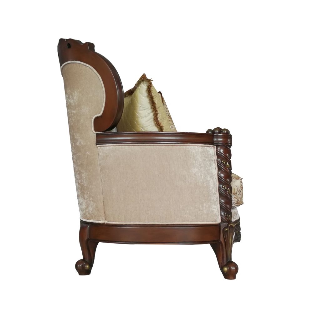 ACME Furniture Sofas & Couches - Devayne Sofa w/6 Pillows, Fabric & Dark Walnut (50685)