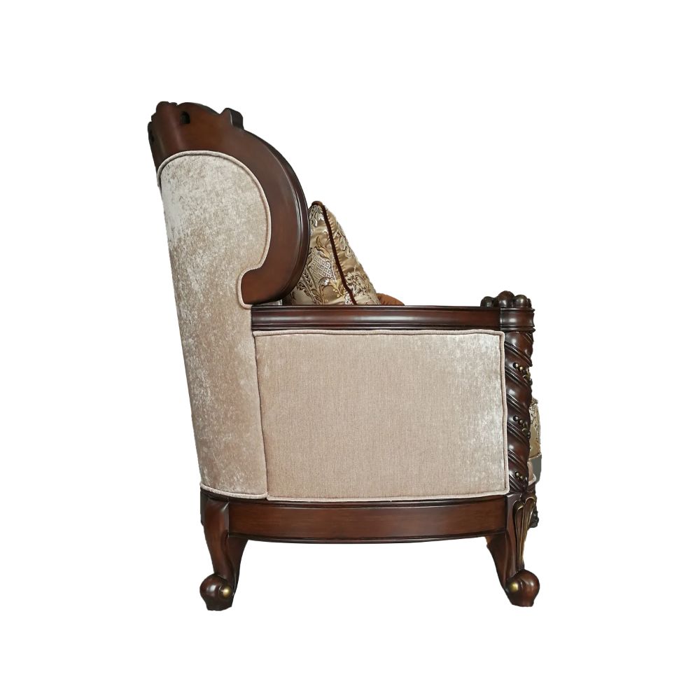ACME Furniture Sofas & Couches - Devayne Loveseat w/4 Pillows, Fabric & Dark Walnut (50686)