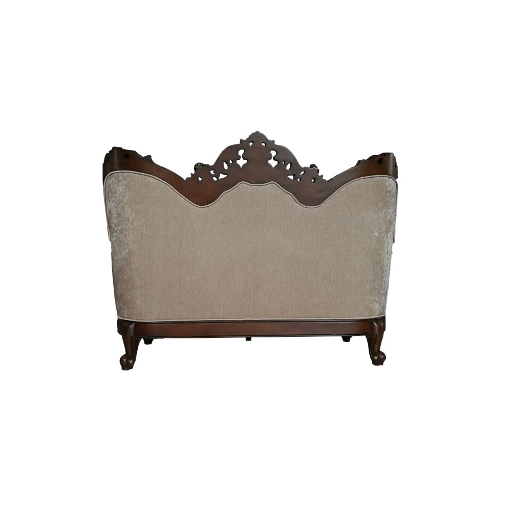 ACME Furniture Sofas & Couches - Devayne Loveseat w/4 Pillows, Fabric & Dark Walnut (50686)