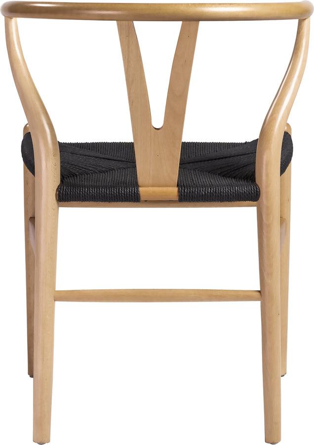 Euro Style Dining Chairs - Evelina Side Chair with Natural Stained Framed and Black Rush Seat - Set of 2