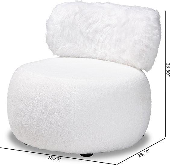Wholesale Interiors Accent Chairs - Tayla Modern and Contemporary White Fabric Upholstered and Black Metal Accent Chair