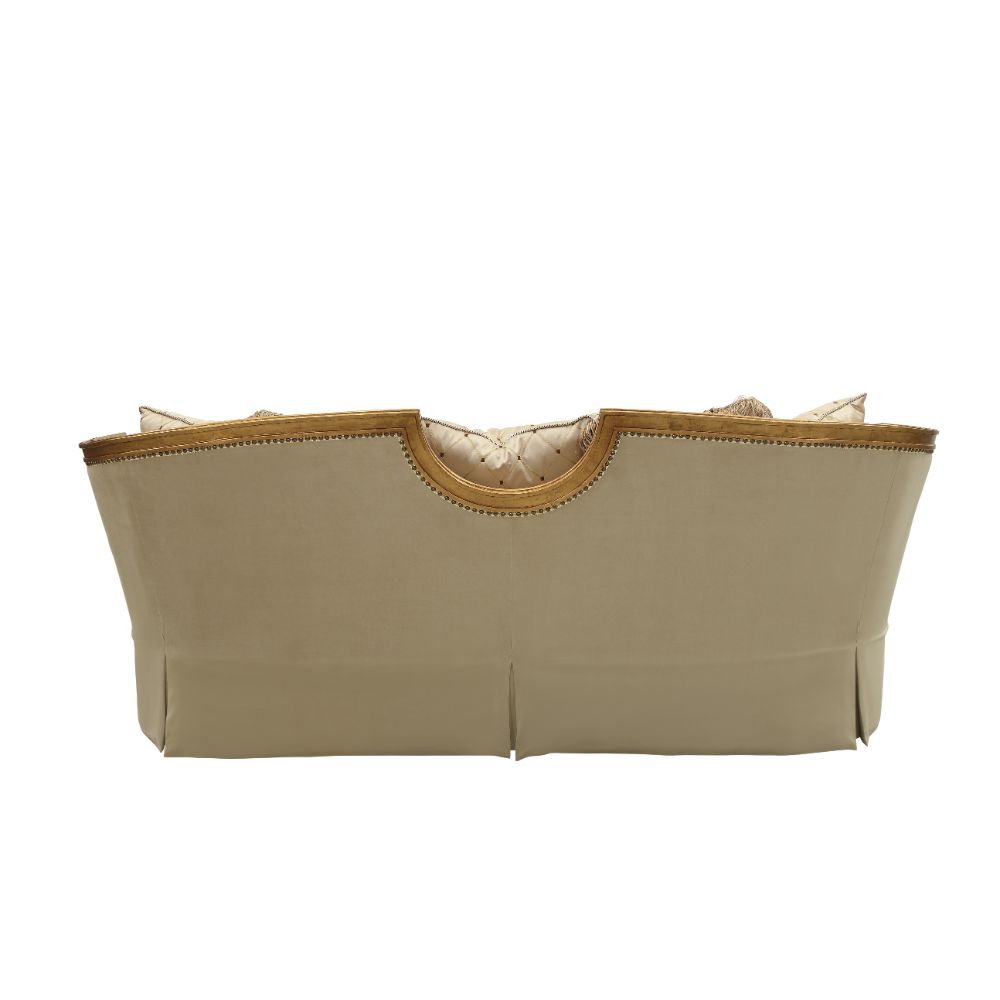 ACME Furniture Sofas & Couches - Daesha Sofa w/8 Pillows, Tan Flannel & Antique Gold (50835)