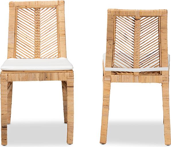 Wholesale Interiors Dining Chairs - Suci Modern Bohemian Natural Brown Rattan 2-Piece Dining Chair Set