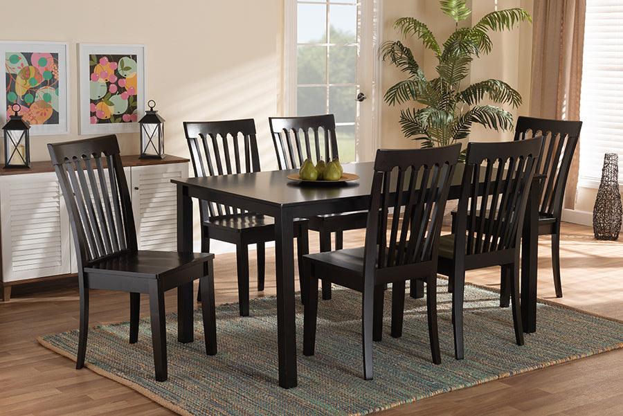 Wholesale Interiors Dining Sets - Erion Dark Brown Finished Wood 7-Piece Dining Set