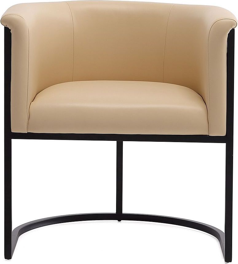 Manhattan Comfort Dining Chairs - Bali Tan and Black Faux Leather Dining Chair (Set of 2)