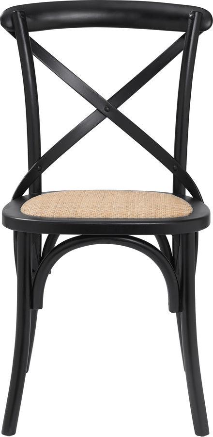 Euro Style Dining Chairs - Neyo Side Chair in Black with Natural Rattan Seat - Set of 2