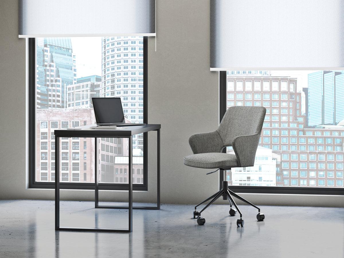 Euro Style Task Chairs - Darcie Office Chair in Light Gray Fabric and Black Base