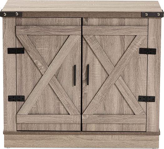 Wholesale Interiors Shoe Storage - Wayne Modern Contemporary Farmhouse Oak Brown Finished Wood 2-Door Shoe Storage Cabinet