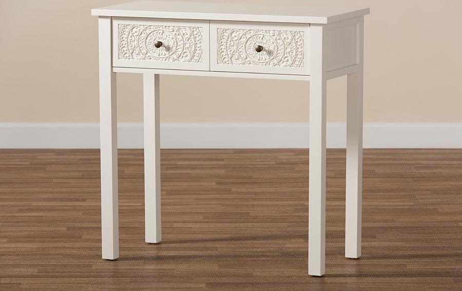 Wholesale Interiors Consoles - Lambert Classic and Traditional White Finished Wood 2-Drawer Console Table