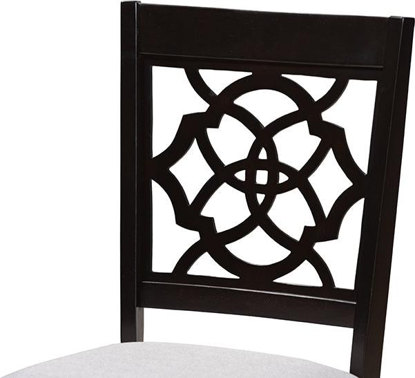 Wholesale Interiors Dining Chairs - Renaud Contemporary Grey Fabric Espresso Brown Wood Dining Chair Set of 4