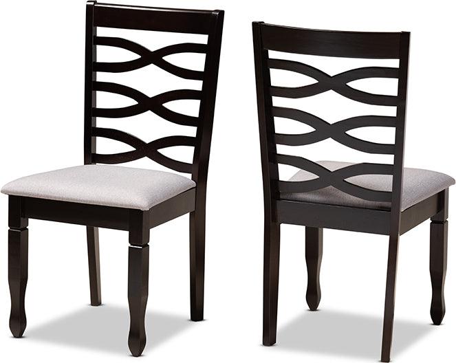 Wholesale Interiors Dining Chairs - Lanier Grey Fabric Upholstered Espresso Brown Finished Wood 2-Piece Dining Chair Set