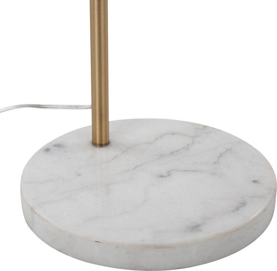 Lumisource Floor Lamps - March Contemporary Floor Lamp In White Marble & Antique Brass With Black Linen Shade Metal
