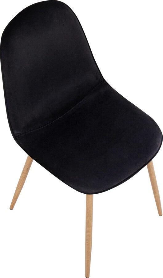 Lumisource Accent Chairs - Pebble Contemporary Chair In Natural Wood Metal & Black Velvet (Set of 2)