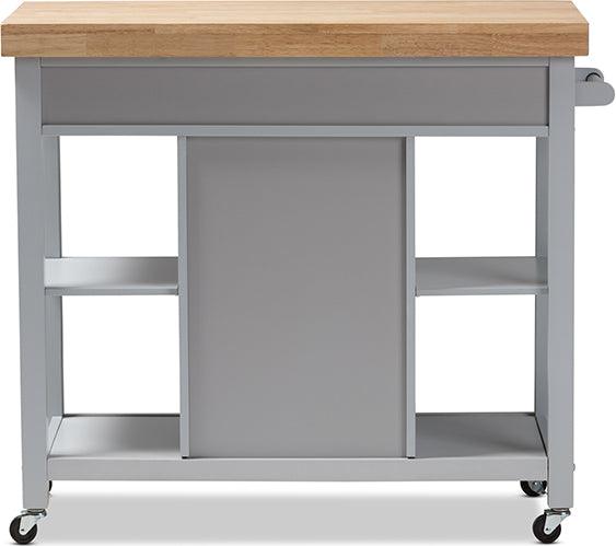 Wholesale Interiors Kitchen & Bar Carts - Hayward Coastal and Farmhouse Light Grey Wood Kitchen Cart