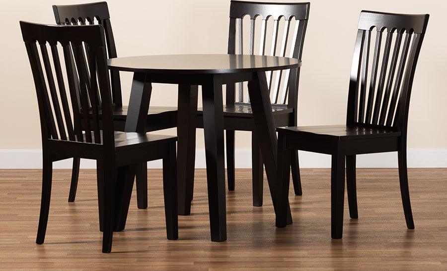 Wholesale Interiors Dining Sets - Zala Dark Brown Finished Wood 5-Piece Dining Set