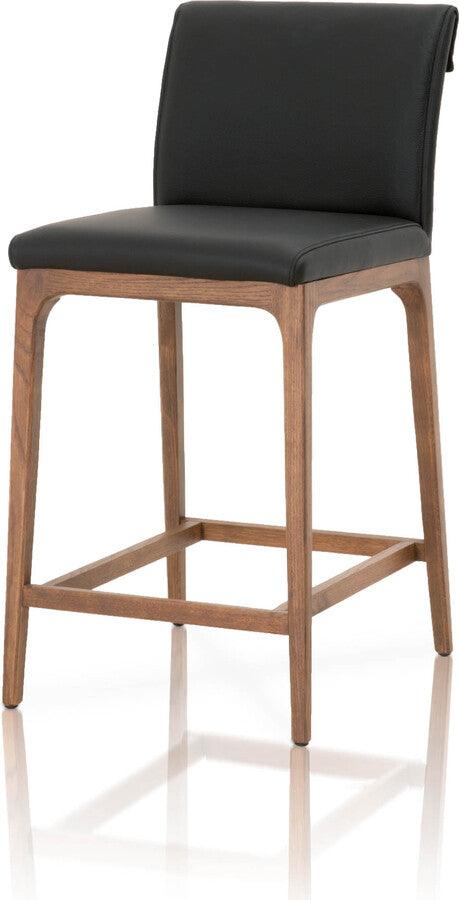 Essentials For Living Barstools - Alex Counter Stool Sable Top Grain Leather, Walnut