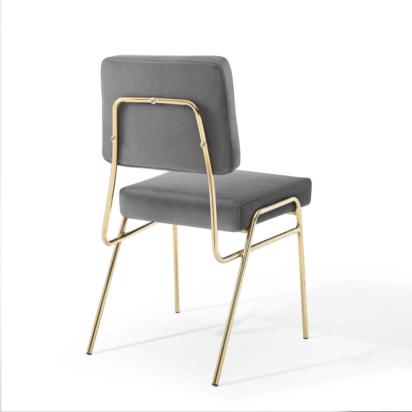 Modway Dining Chairs - Craft Dining Side Chair Performance Velvet Gold Gray (Set of 2)