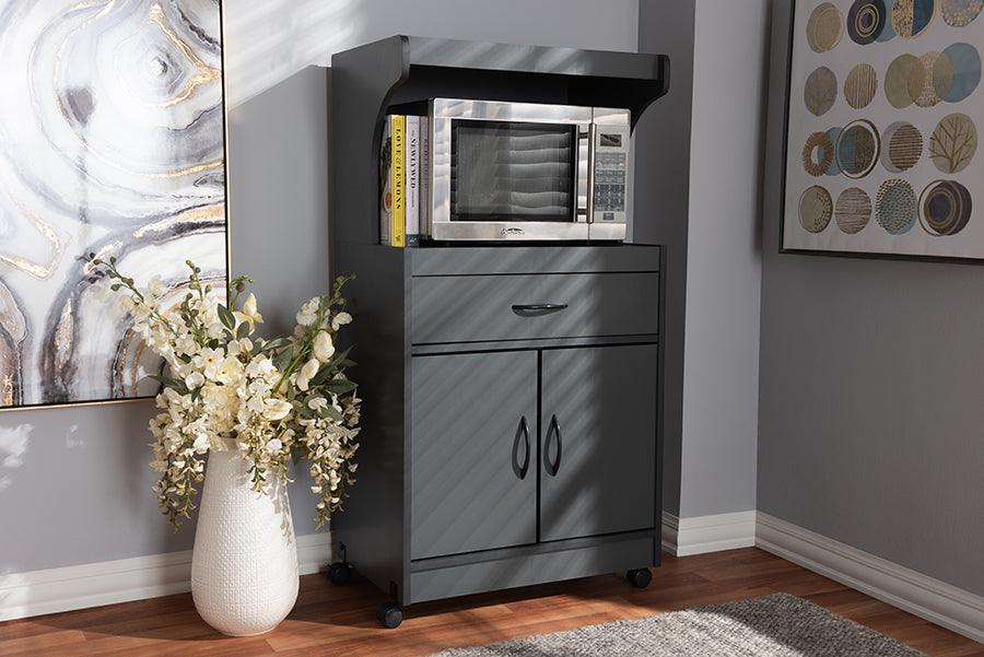 Wholesale Interiors Kitchen Storage & Organization - Tannis Modern and Contemporary Dark Grey Finished Kitchen Cabinet