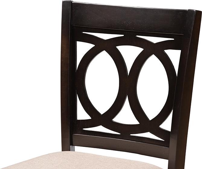 Wholesale Interiors Barstools - Lenoir Contemporary Sand Fabric Brown Wood Counter Height Pub Chair Set of 2