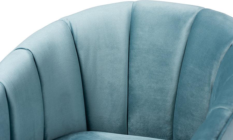 Wholesale Interiors Accent Chairs - Clarisse Glam and Luxe Light Blue Velvet Gold Accent Chair