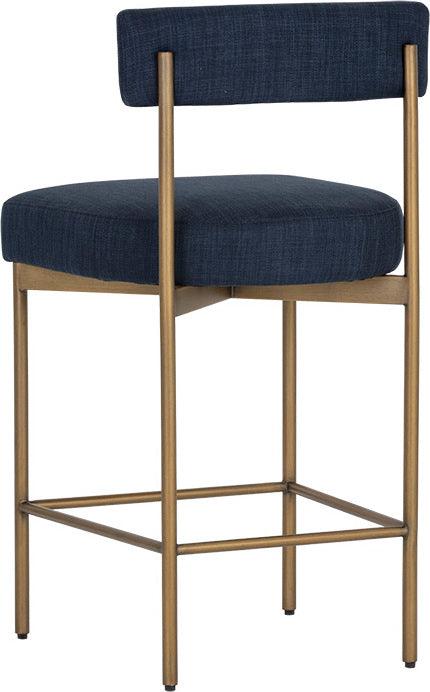 SUNPAN Barstools - Seneca Counter Stool - Antique Brass - Arena Navy