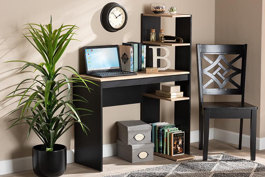 Wholesale Interiors Desks - Callahan Modern and Contemporary Two-Tone Dark Grey and Oak Finished Wood Desk with Shelves