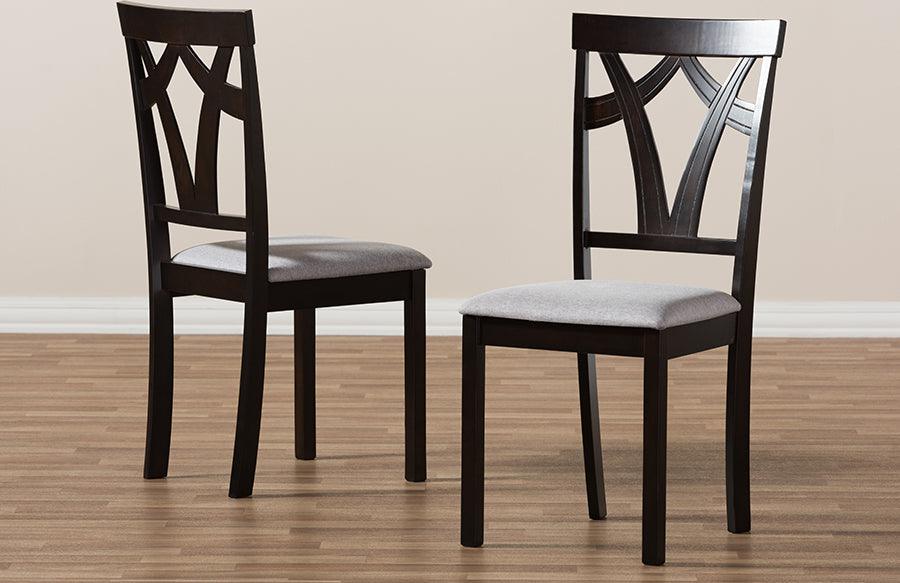 Wholesale Interiors Dining Chairs - Sylvia Modern and Contemporary Grey Fabric Upholstered and Dark Brown Finished Dining