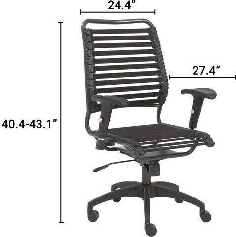 Euro Style Task Chairs - Baba Flat High Back Office Chair Black & Graphite