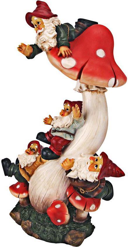 Design Toscano Trendy Gifts - Topsy Turvy Garden Gnomes On Mushroom