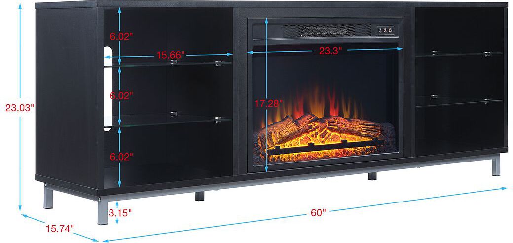 Manhattan Comfort Fireplaces - Brighton Fireplace in Onyx