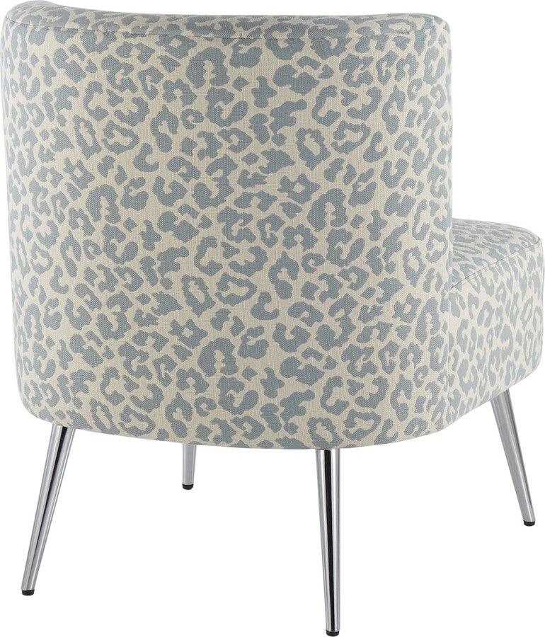 Lumisource Accent Chairs - Fran Slipper Chair 30.5" Chrome & Blue Leopard Fabric