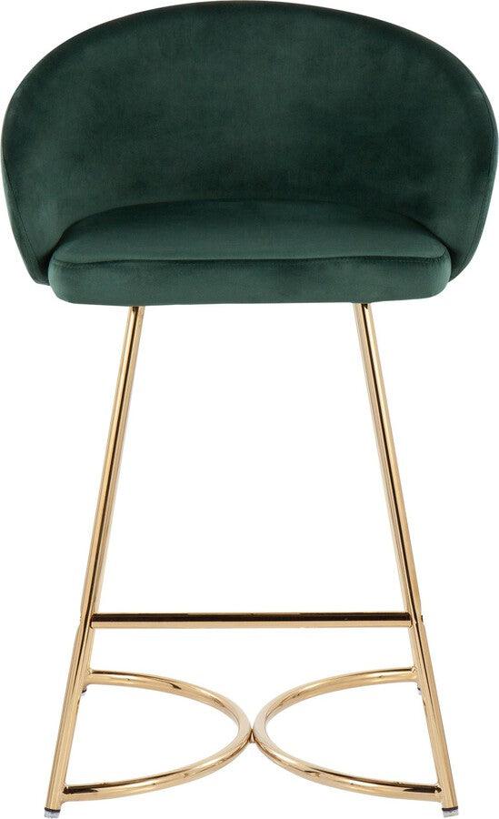 Lumisource Barstools - Cece /Glam Counter Stool In Gold Steel & Green Velvet (Set of 2)