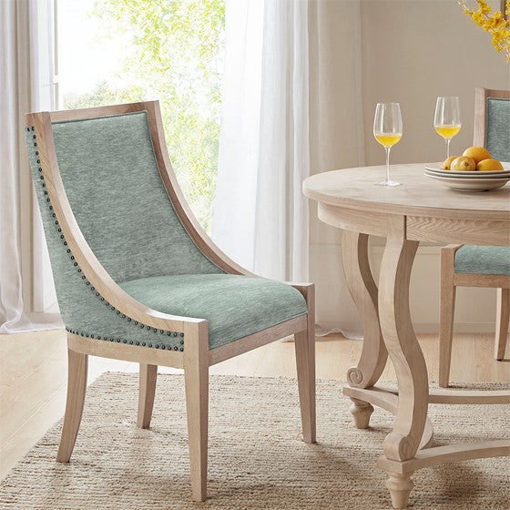 Olliix.com Dining Chairs - Upholstered Dining Chair with Nailhead Trim Soft Green