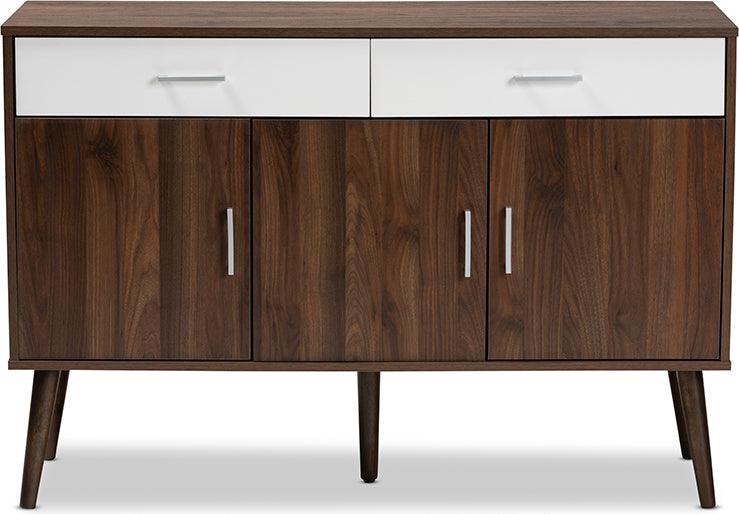 Wholesale Interiors Buffets & Sideboards - Leena Modern Two-Tone and Walnut Finished Wood 2-Drawer Sideboard Buffet Walnut Brown & White