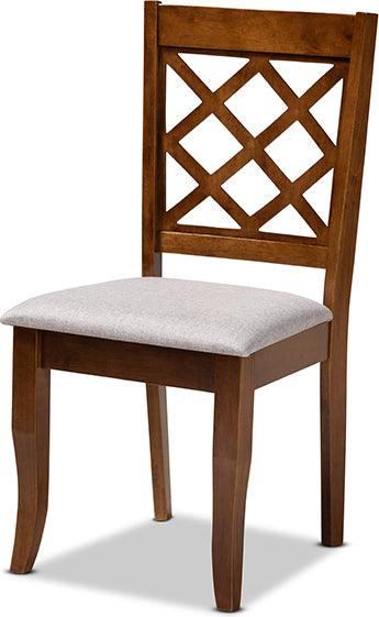 Wholesale Interiors Dining Chairs - Brigitte Grey Fabric Upholstered And Walnut Brown Finished Wood 4-Piece Dining Chair Set