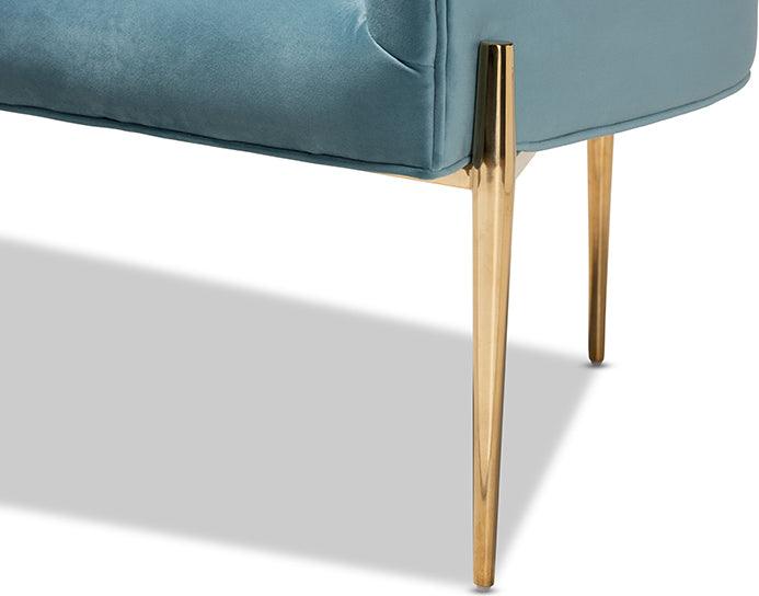 Wholesale Interiors Accent Chairs - Clarisse Glam and Luxe Light Blue Velvet Gold Accent Chair
