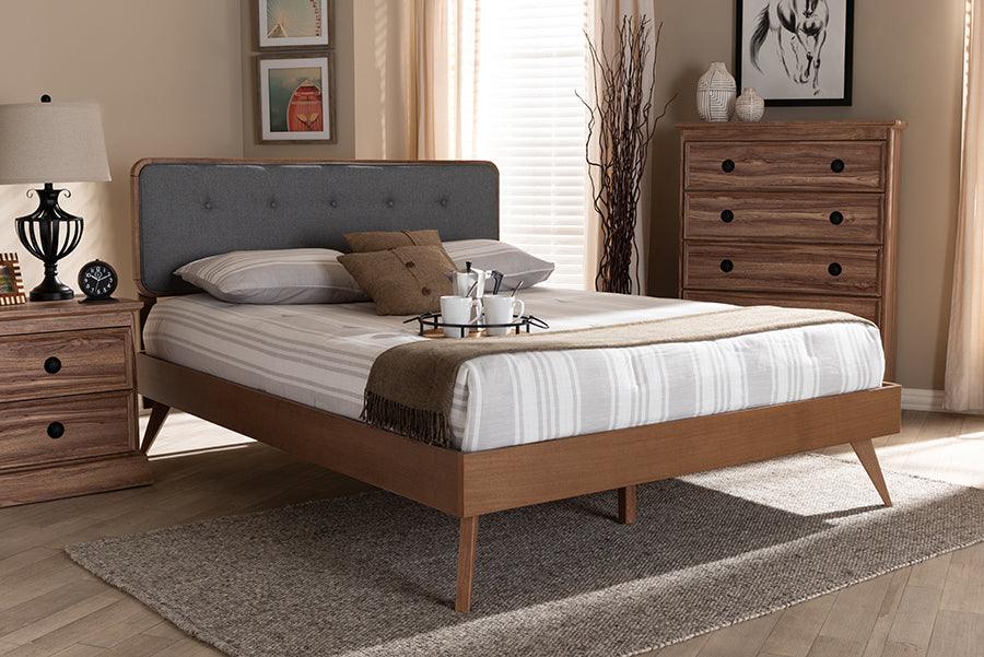 Wholesale Interiors Beds - Dilara Full Bed Dark Gray & Walnut