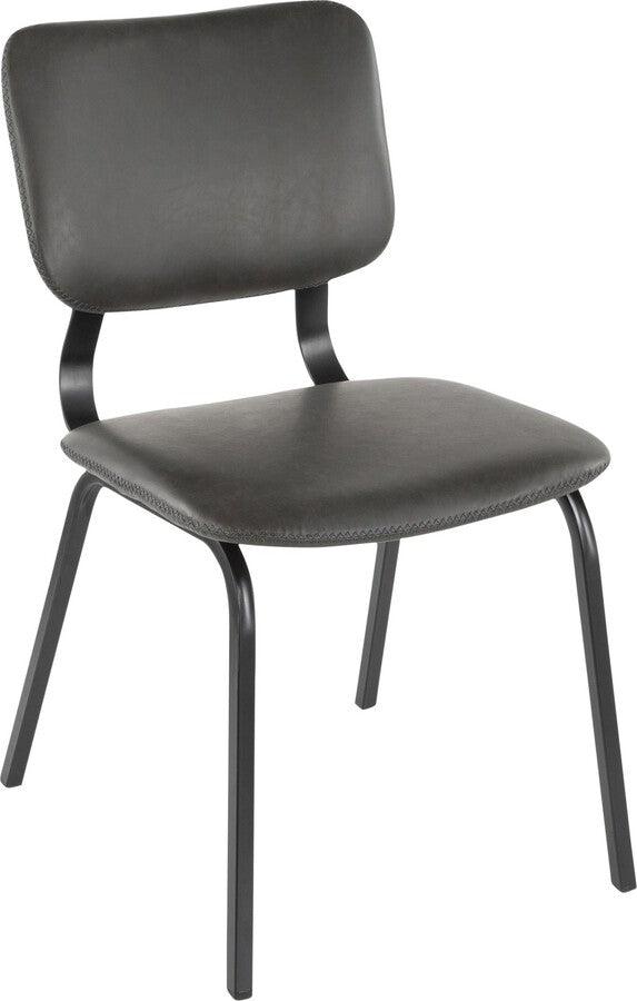 Lumisource Living Room Sets - Foundry Chair 33" Gray PU & Gray Zig Zag Stitching (Set of 2)