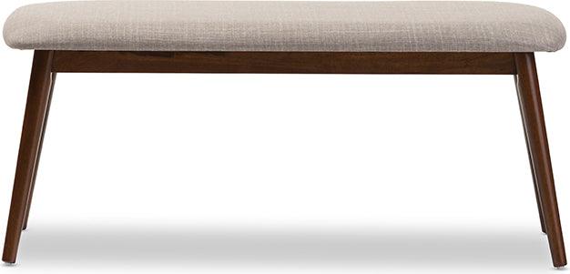 Wholesale Interiors Dining Sets - Flora Mid-Century Modern Grey Fabric and Brown Finishing Wood 6-Piece Dining Set
