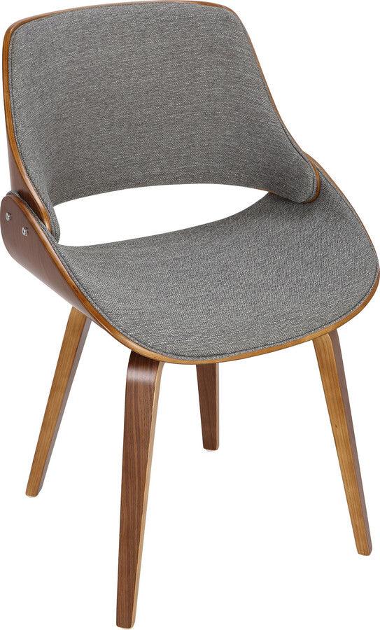 Lumisource Accent Chairs - Fabrizzi Mid-Century Modern Dining/Accent Chair in Walnut and Grey Fabric