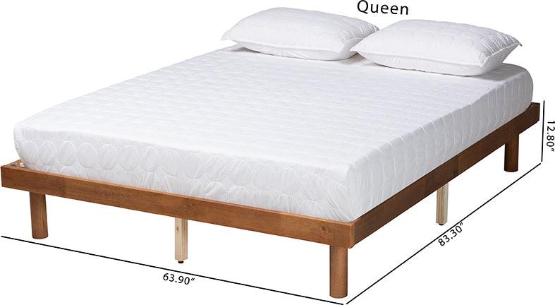 Wholesale Interiors Beds - Winston Mid-Century Modern Walnut Brown Finished Wood Full Size Platform Bed frame