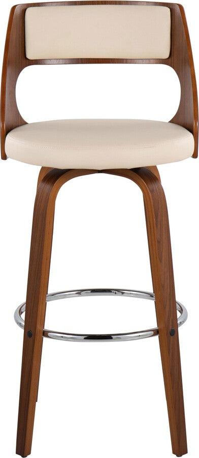 Lumisource Barstools - Cecina Barstool With Swivel In Walnut & Cream Faux Leather (Set of 2)