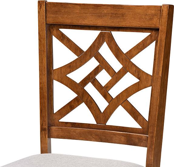 Wholesale Interiors Dining Sets - Nicolette Grey Fabric Upholstered and Walnut Brown Finished Wood 7-Piece Dining Set