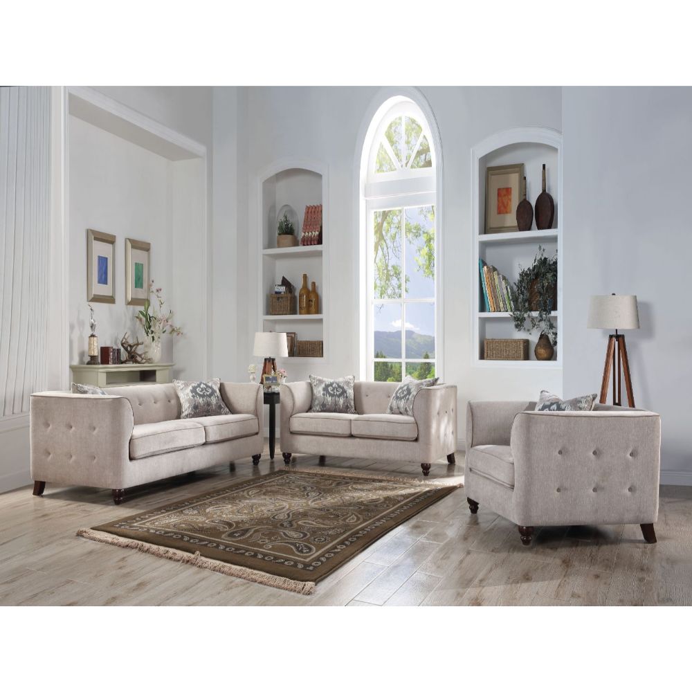 ACME Furniture TV & Media Units - Cyndi Sofa w/2 Pillows, Tan Fabric