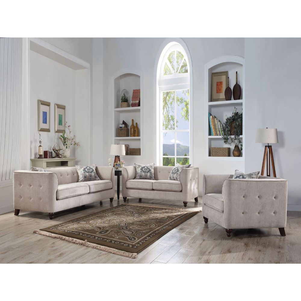 ACME Furniture TV & Media Units - Cyndi Loveseat w/2 Pillows, Tan Fabric