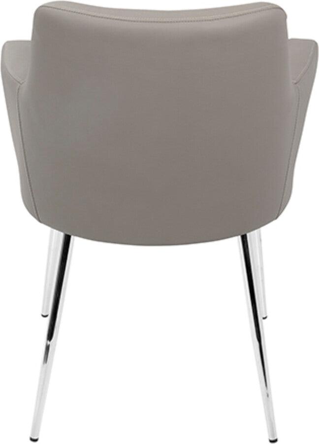 Lumisource Dining Chairs - Andrew Contemporary Dining/Accent Chair in Chrome and Grey Faux Leather - Set of 2