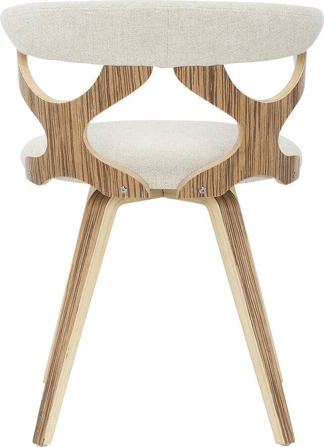 Lumisource Dining Chairs - Gardenia Mid-Century Modern Dining/accent Chair with Swivel in Zebra Wood & Cream Fabric